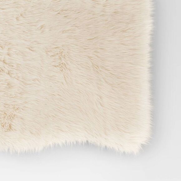 Threshold -  Faux Fur Pelt Decorative Sofa Throw Blan Ivory - Picture 3 of 4